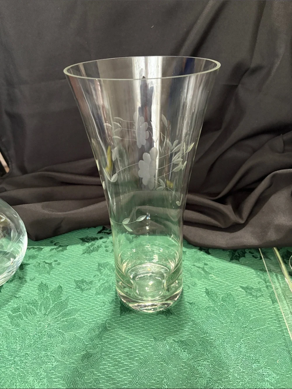Vintage Princess House Heritage 12” Flared Etched Floral Crystal Vase
